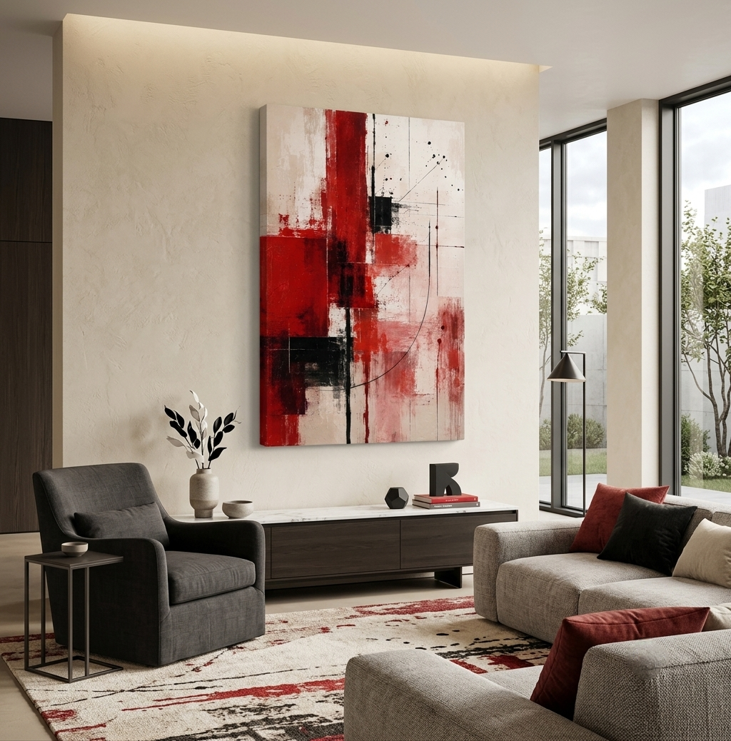 Quadro Abstrato Vermelho - Imagem 3