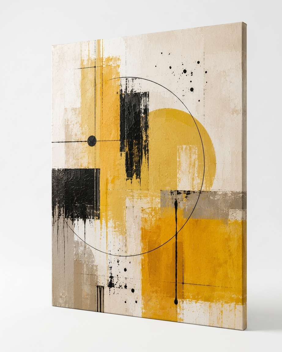 Quadro Abstrato Amarelo decorativo
