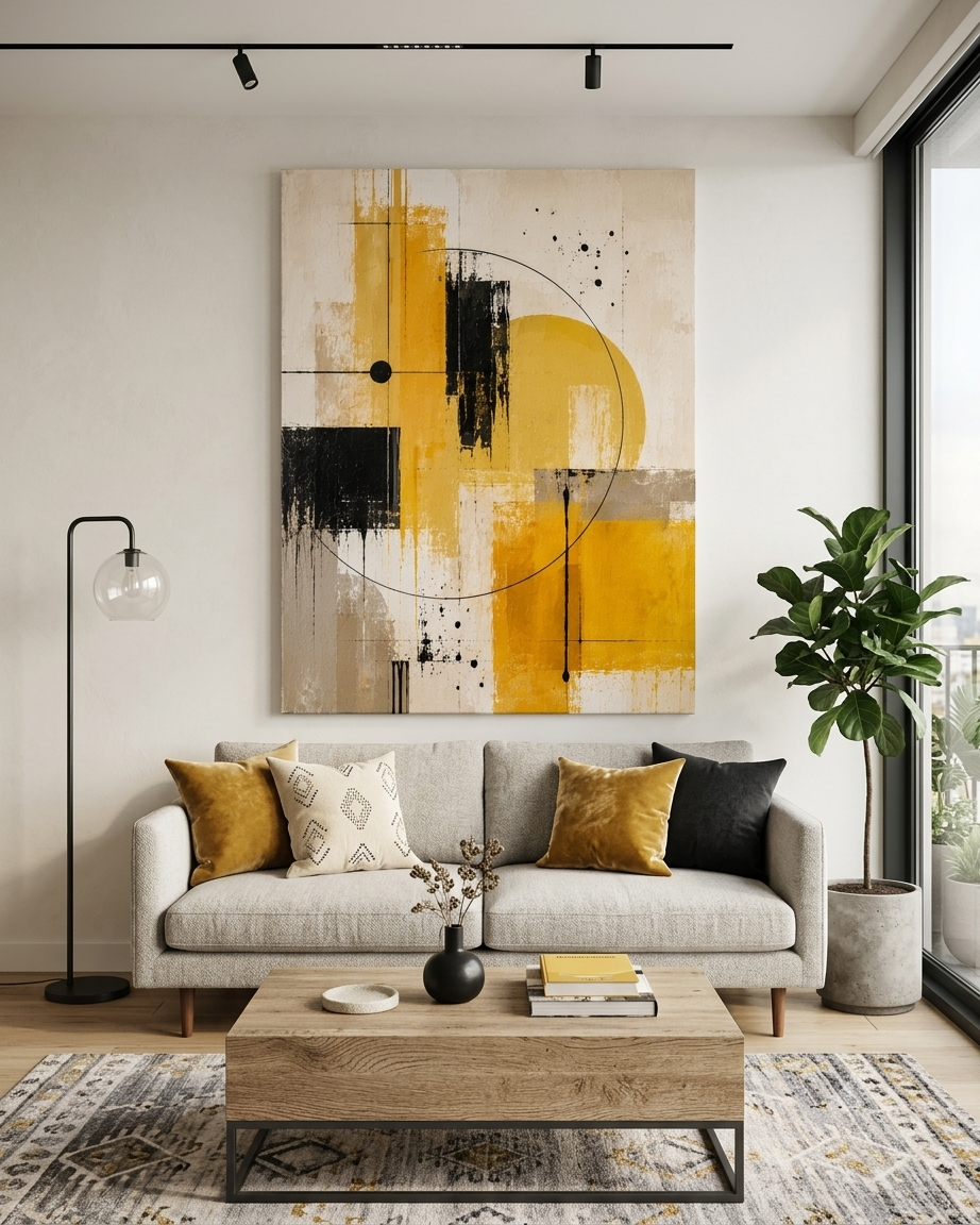 Quadro Abstrato Amarelo - Imagem 3