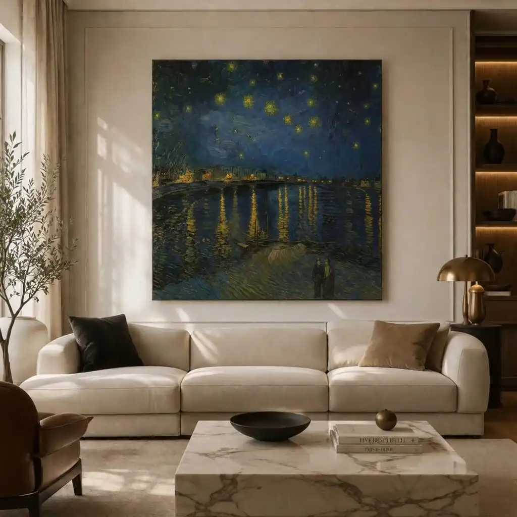 Quadro Noite Estrelada Sobre o Ródano de Vincent Van Goth - Imagem 3
